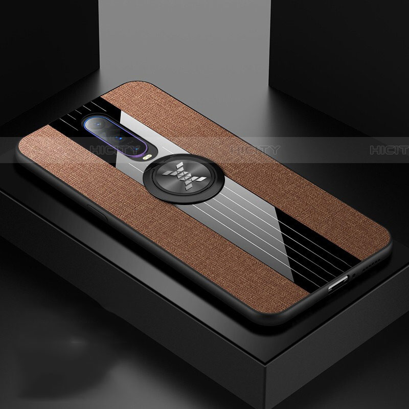 Funda Silicona Carcasa Ultrafina Goma con Magnetico Anillo de dedo Soporte T03 para Oppo RX17 Pro Marron