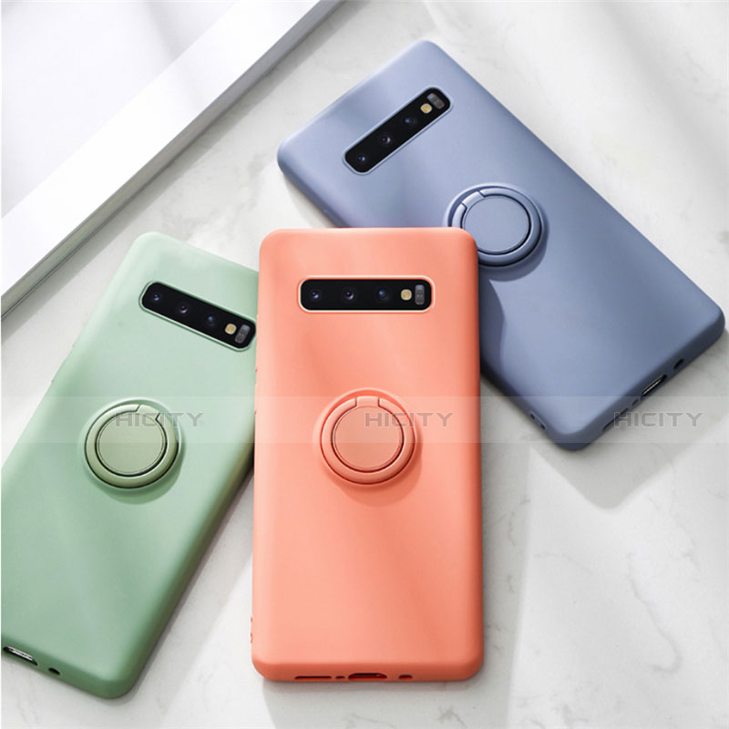 Funda Silicona Carcasa Ultrafina Goma con Magnetico Anillo de dedo Soporte T03 para Samsung Galaxy S10 Plus