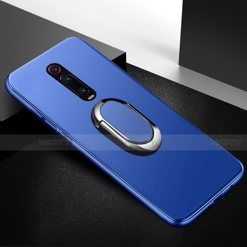 Funda Silicona Carcasa Ultrafina Goma con Magnetico Anillo de dedo Soporte T03 para Xiaomi Mi 9T Pro