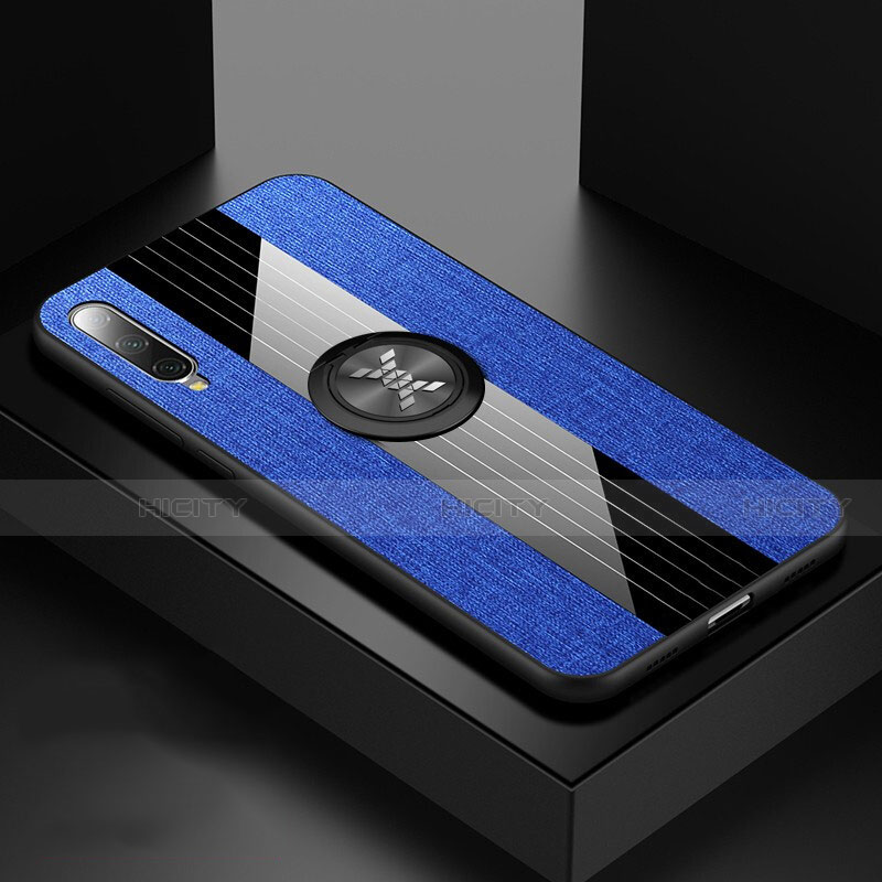 Funda Silicona Carcasa Ultrafina Goma con Magnetico Anillo de dedo Soporte T03 para Xiaomi Mi A3 Azul