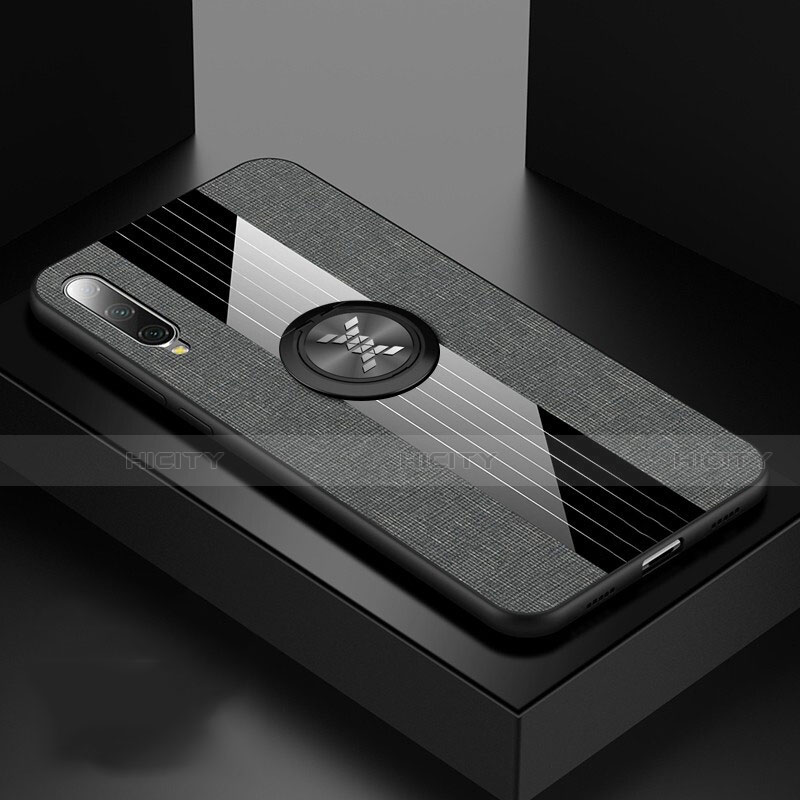 Funda Silicona Carcasa Ultrafina Goma con Magnetico Anillo de dedo Soporte T03 para Xiaomi Mi A3 Gris Oscuro