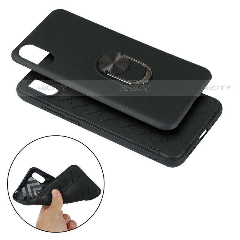 Funda Silicona Carcasa Ultrafina Goma con Magnetico Anillo de dedo Soporte T03 para Xiaomi Redmi 9A