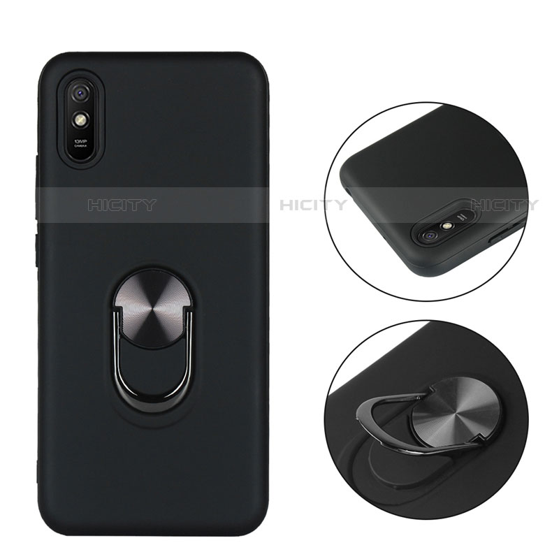 Funda Silicona Carcasa Ultrafina Goma con Magnetico Anillo de dedo Soporte T03 para Xiaomi Redmi 9A