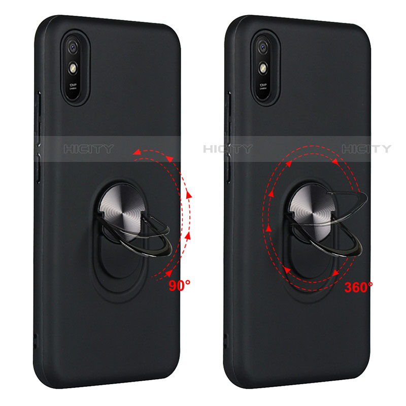 Funda Silicona Carcasa Ultrafina Goma con Magnetico Anillo de dedo Soporte T03 para Xiaomi Redmi 9i