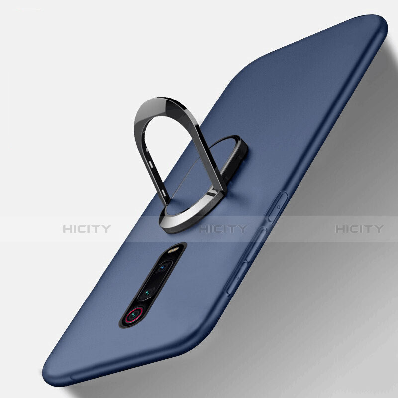 Funda Silicona Carcasa Ultrafina Goma con Magnetico Anillo de dedo Soporte T03 para Xiaomi Redmi K20 Pro Azul