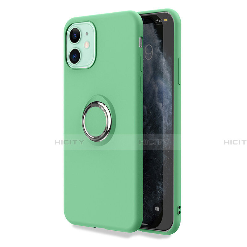 Funda Silicona Carcasa Ultrafina Goma con Magnetico Anillo de dedo Soporte T04 para Apple iPhone 11