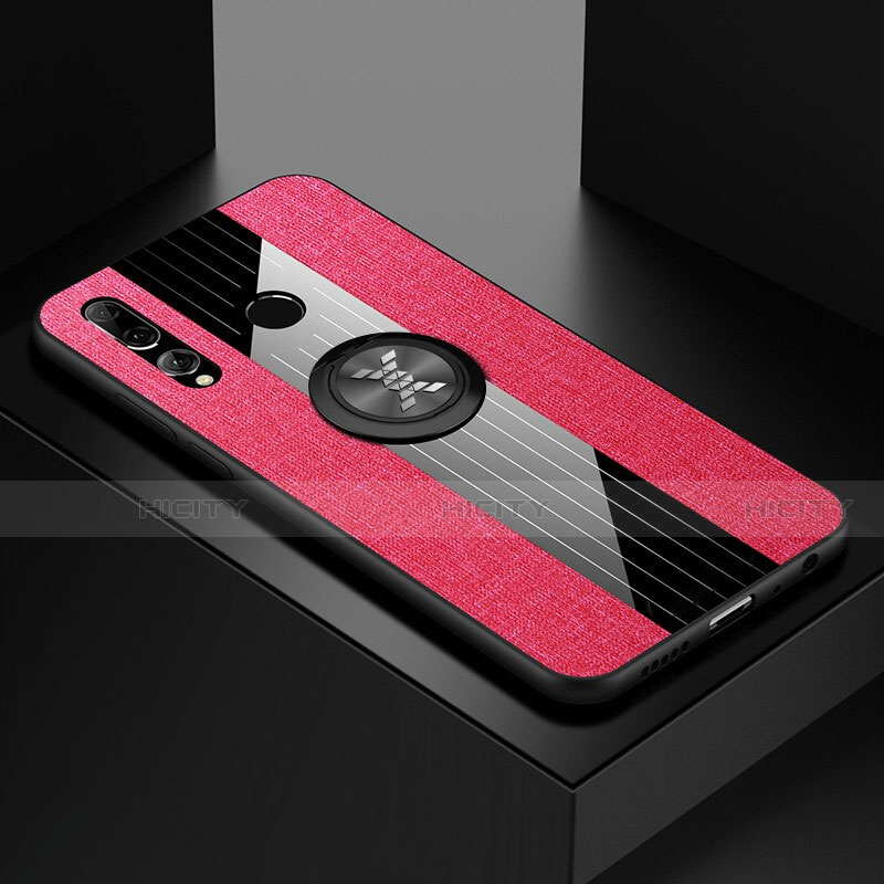 Funda Silicona Carcasa Ultrafina Goma con Magnetico Anillo de dedo Soporte T04 para Huawei Honor 10i Rojo