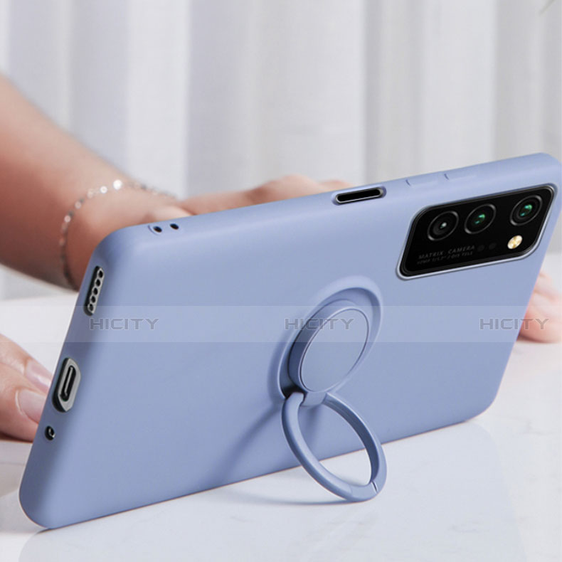 Funda Silicona Carcasa Ultrafina Goma con Magnetico Anillo de dedo Soporte T04 para Huawei Honor V30 5G