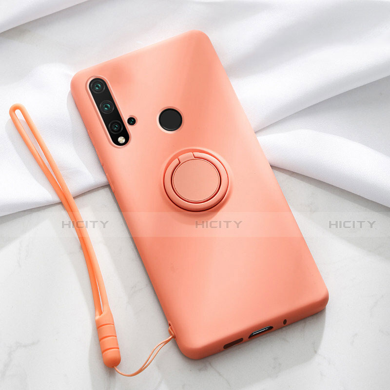 Funda Silicona Carcasa Ultrafina Goma con Magnetico Anillo de dedo Soporte T04 para Huawei Nova 5i