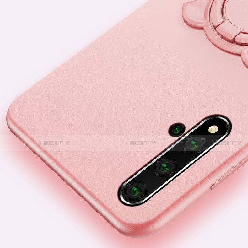 Funda Silicona Carcasa Ultrafina Goma con Magnetico Anillo de dedo Soporte T04 para Huawei Nova 5T