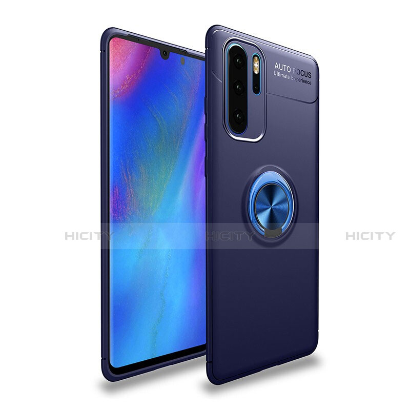 Funda Silicona Carcasa Ultrafina Goma con Magnetico Anillo de dedo Soporte T04 para Huawei P30 Pro