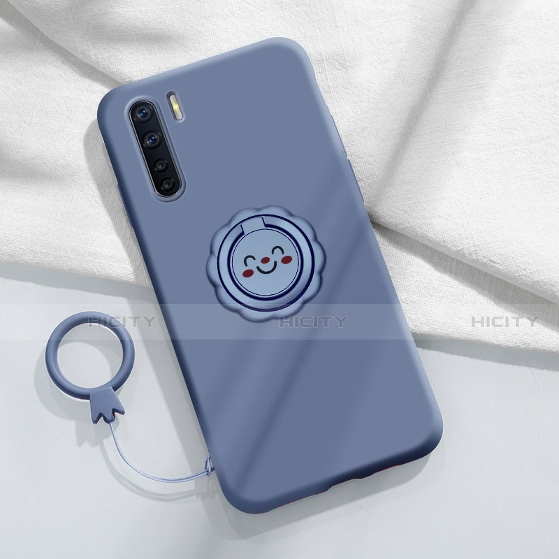 Funda Silicona Carcasa Ultrafina Goma con Magnetico Anillo de dedo Soporte T04 para Oppo A91 Gris