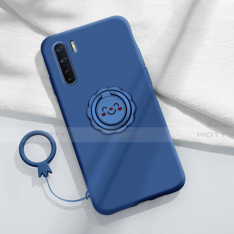 Funda Silicona Carcasa Ultrafina Goma con Magnetico Anillo de dedo Soporte T04 para Oppo F15