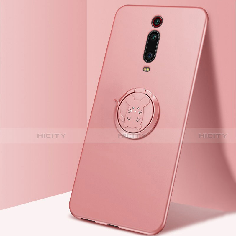 Funda Silicona Carcasa Ultrafina Goma con Magnetico Anillo de dedo Soporte T04 para Xiaomi Mi 9T