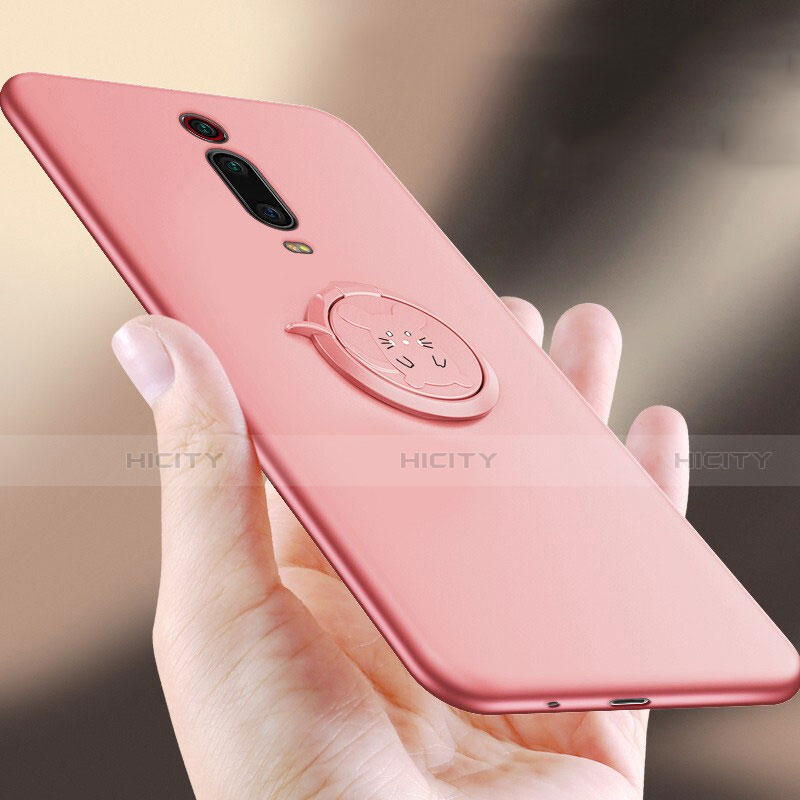 Funda Silicona Carcasa Ultrafina Goma con Magnetico Anillo de dedo Soporte T04 para Xiaomi Mi 9T Pro