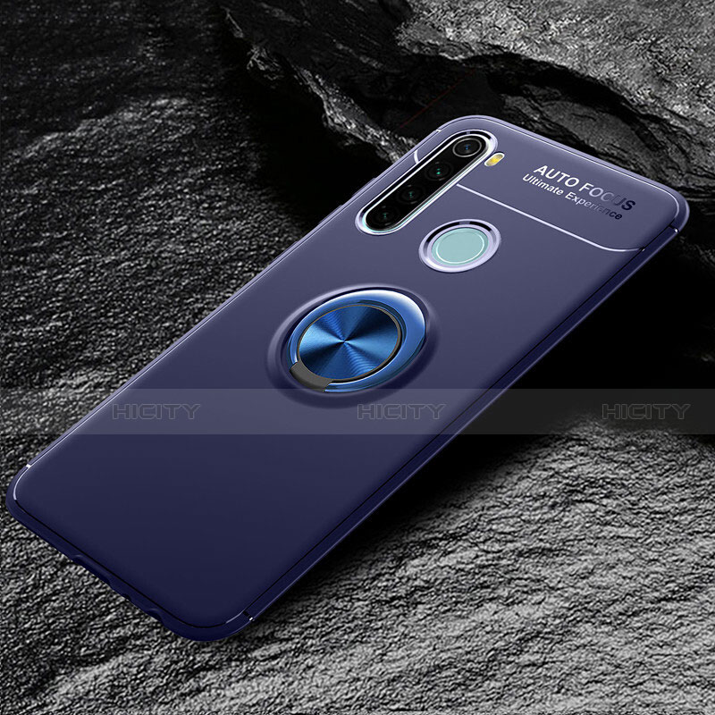 Funda Silicona Carcasa Ultrafina Goma con Magnetico Anillo de dedo Soporte T04 para Xiaomi Redmi Note 8 (2021)