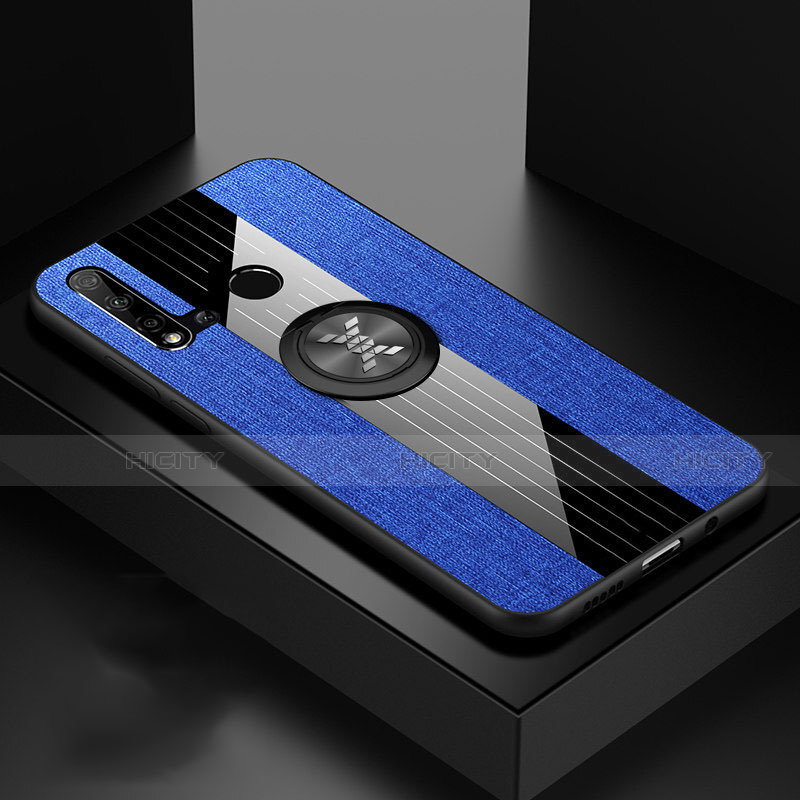 Funda Silicona Carcasa Ultrafina Goma con Magnetico Anillo de dedo Soporte T05 para Huawei Nova 5i Azul