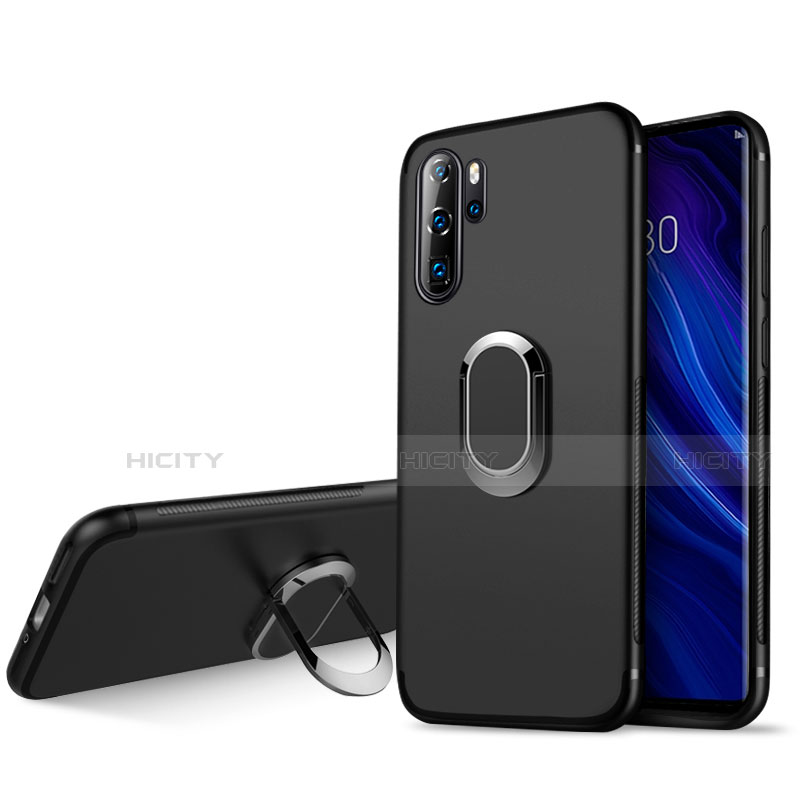 Funda Silicona Carcasa Ultrafina Goma con Magnetico Anillo de dedo Soporte T05 para Huawei P30 Pro New Edition