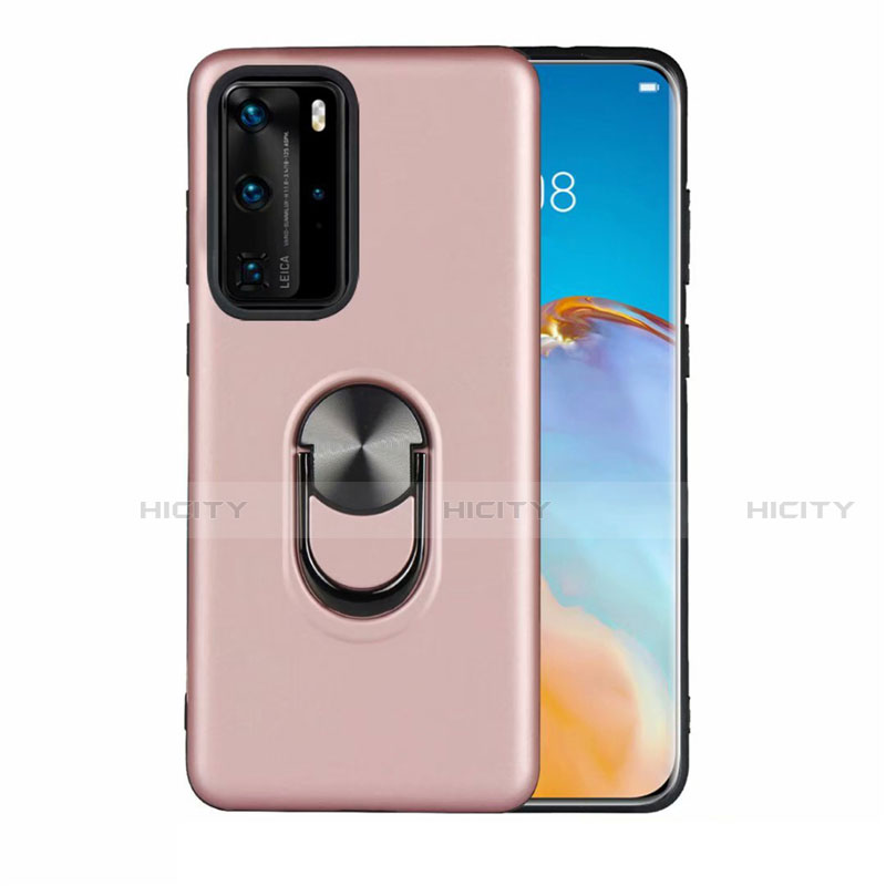 Funda Silicona Carcasa Ultrafina Goma con Magnetico Anillo de dedo Soporte T05 para Huawei P40 Pro