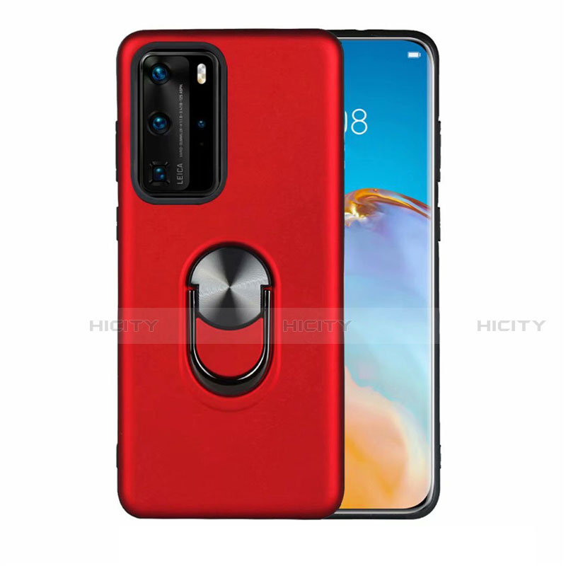 Funda Silicona Carcasa Ultrafina Goma con Magnetico Anillo de dedo Soporte T05 para Huawei P40 Pro