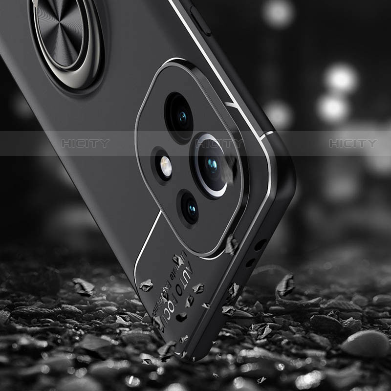 Funda Silicona Carcasa Ultrafina Goma con Magnetico Anillo de dedo Soporte T05 para Xiaomi Mi 11 Lite 5G NE