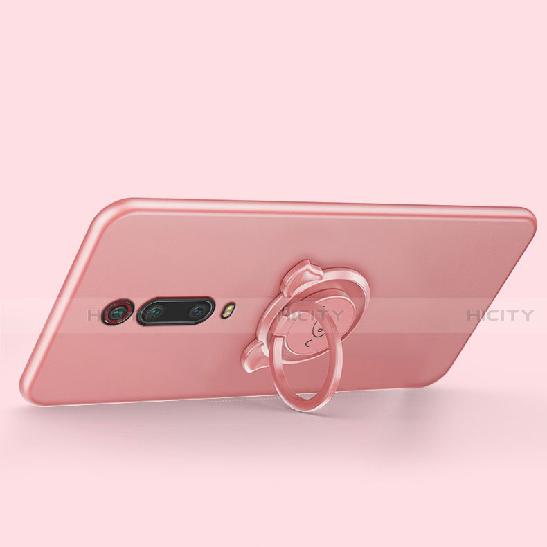 Funda Silicona Carcasa Ultrafina Goma con Magnetico Anillo de dedo Soporte T05 para Xiaomi Mi 9T