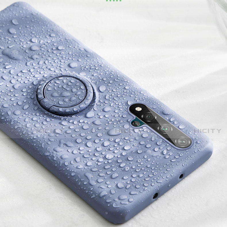 Funda Silicona Carcasa Ultrafina Goma con Magnetico Anillo de dedo Soporte T06 para Huawei Honor 20