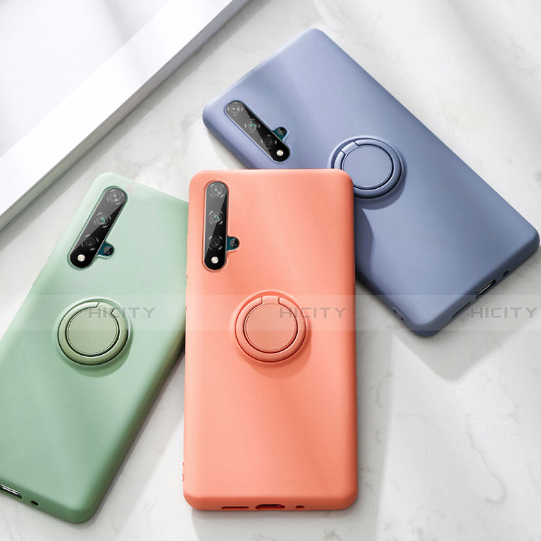 Funda Silicona Carcasa Ultrafina Goma con Magnetico Anillo de dedo Soporte T06 para Huawei Honor 20S