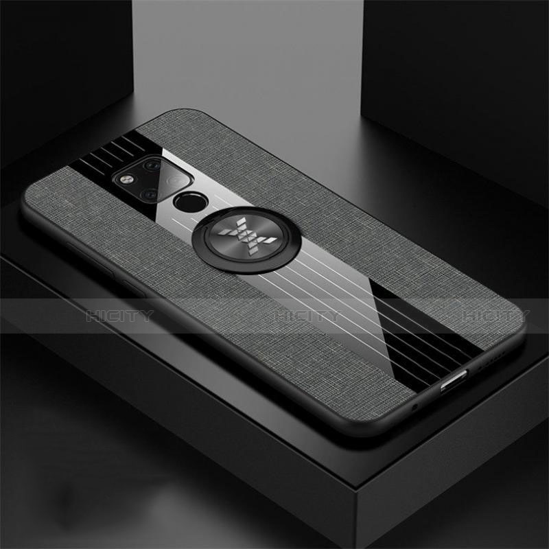 Funda Silicona Carcasa Ultrafina Goma con Magnetico Anillo de dedo Soporte T06 para Huawei Mate 20 X 5G Gris Oscuro