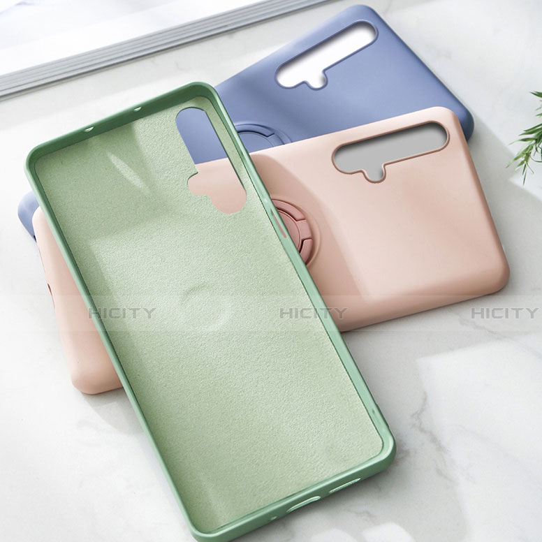 Funda Silicona Carcasa Ultrafina Goma con Magnetico Anillo de dedo Soporte T06 para Huawei Nova 5T