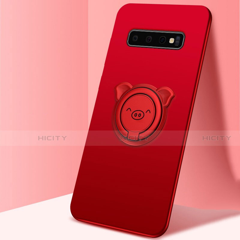 Funda Silicona Carcasa Ultrafina Goma con Magnetico Anillo de dedo Soporte T06 para Samsung Galaxy S10 5G