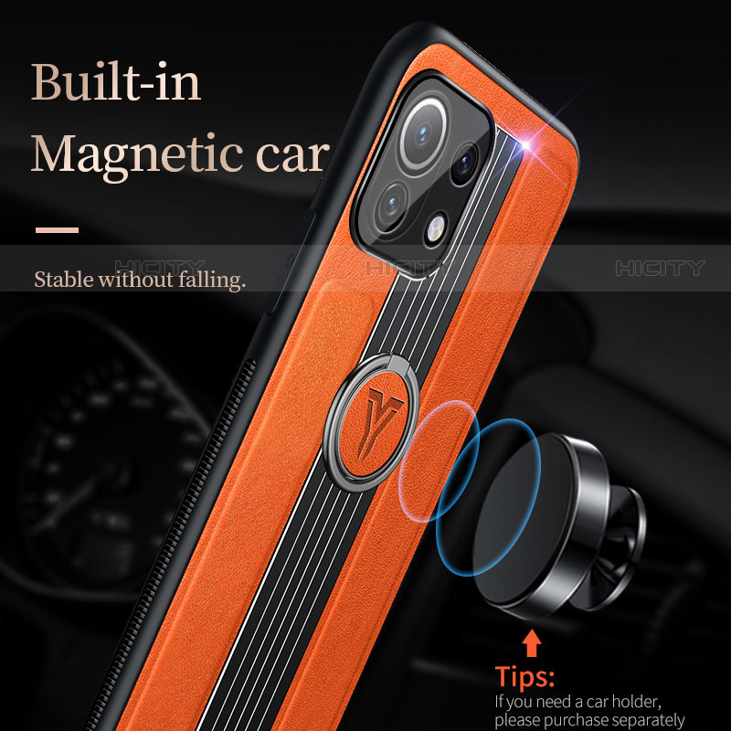 Funda Silicona Carcasa Ultrafina Goma con Magnetico Anillo de dedo Soporte T06 para Xiaomi Mi 11 Lite 5G NE
