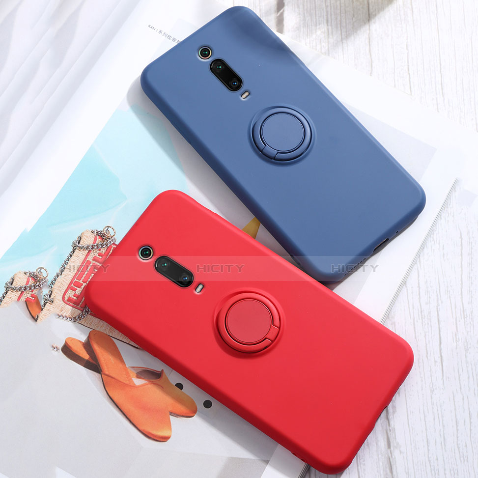 Funda Silicona Carcasa Ultrafina Goma con Magnetico Anillo de dedo Soporte T07 para Xiaomi Mi 9T