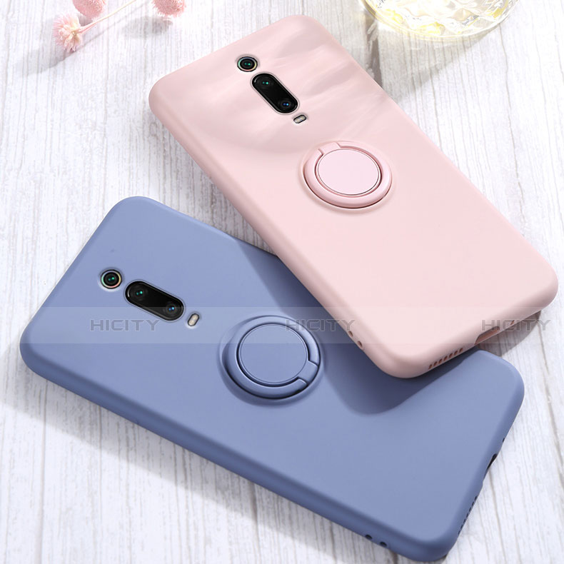 Funda Silicona Carcasa Ultrafina Goma con Magnetico Anillo de dedo Soporte T07 para Xiaomi Mi 9T