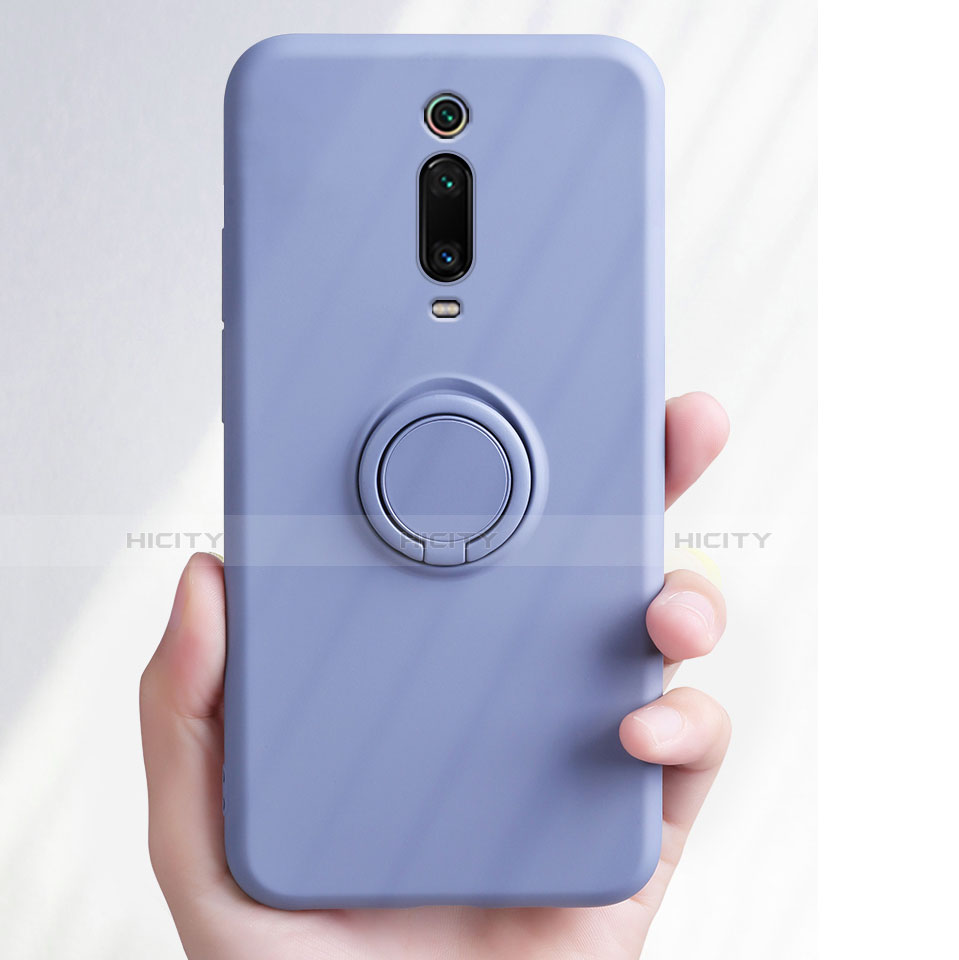 Funda Silicona Carcasa Ultrafina Goma con Magnetico Anillo de dedo Soporte T07 para Xiaomi Mi 9T Pro