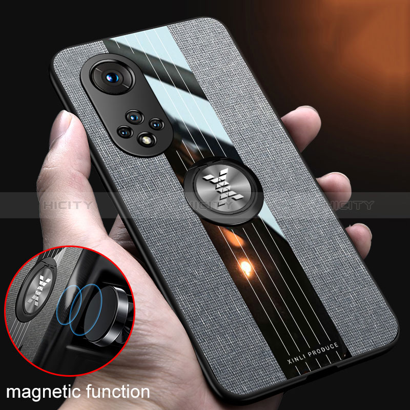 Funda Silicona Carcasa Ultrafina Goma con Magnetico Anillo de dedo Soporte X01L para Huawei Honor 50 Pro 5G