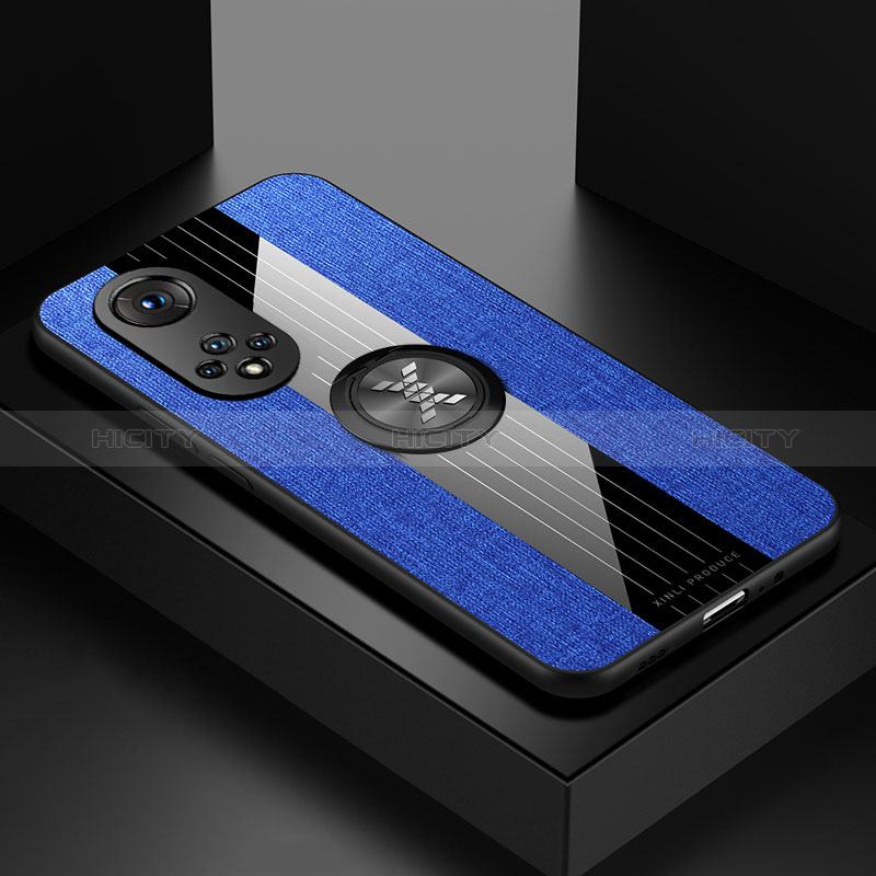 Funda Silicona Carcasa Ultrafina Goma con Magnetico Anillo de dedo Soporte X01L para Huawei Honor 50 Pro 5G Azul