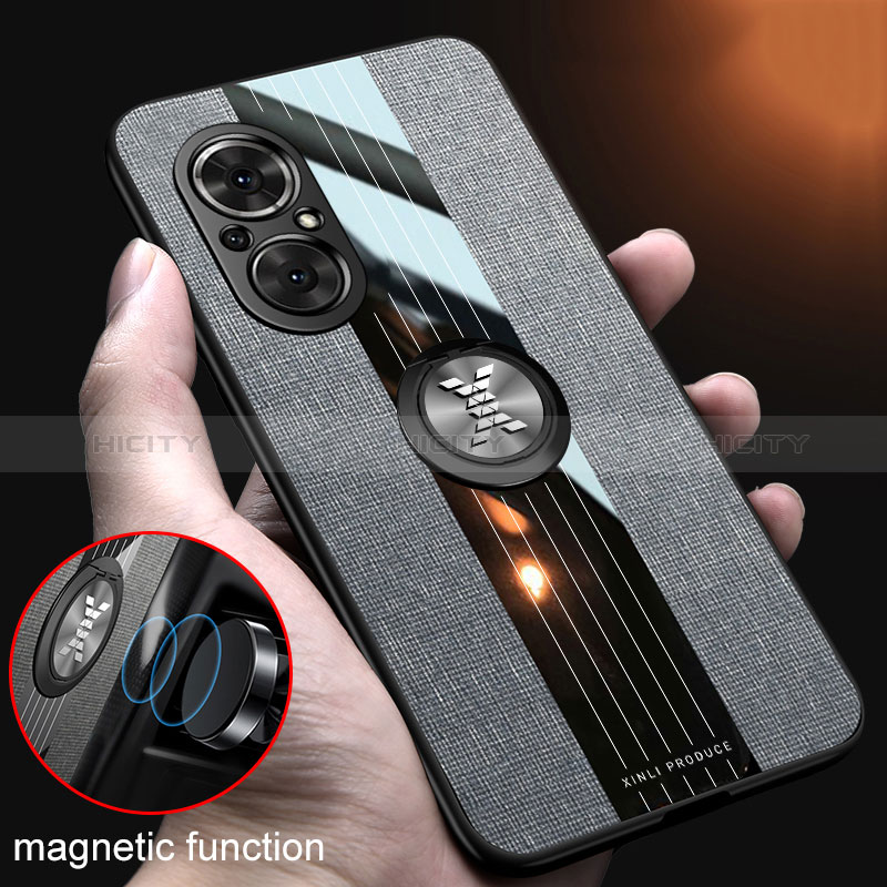 Funda Silicona Carcasa Ultrafina Goma con Magnetico Anillo de dedo Soporte X01L para Huawei Honor 50 SE 5G