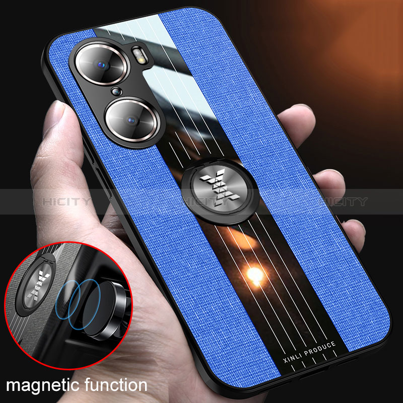 Funda Silicona Carcasa Ultrafina Goma con Magnetico Anillo de dedo Soporte X01L para Huawei Honor 60 Pro 5G