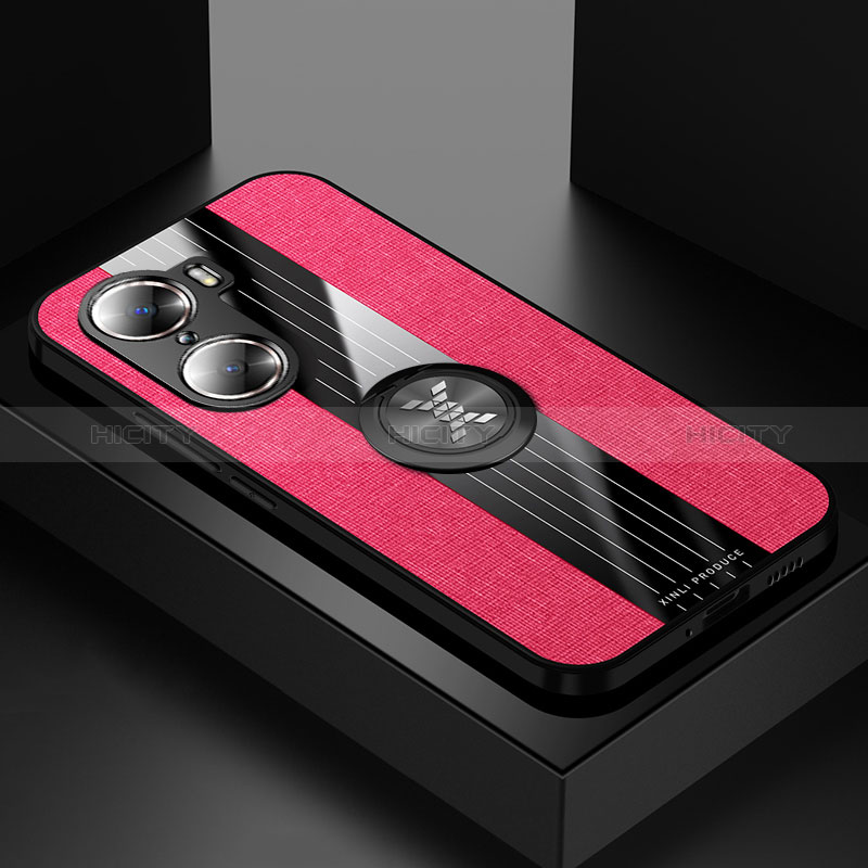 Funda Silicona Carcasa Ultrafina Goma con Magnetico Anillo de dedo Soporte X01L para Huawei Honor 60 Pro 5G Rojo