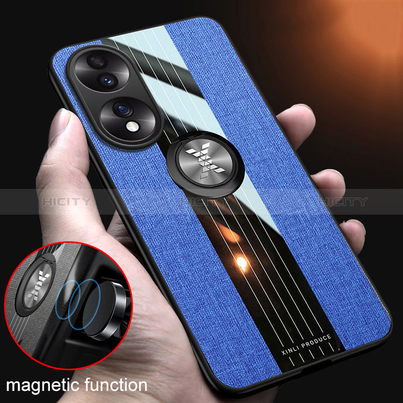 Funda Silicona Carcasa Ultrafina Goma con Magnetico Anillo de dedo Soporte X01L para Huawei Honor 70 5G