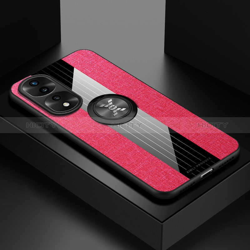 Funda Silicona Carcasa Ultrafina Goma con Magnetico Anillo de dedo Soporte X01L para Huawei Honor 70 Pro 5G Rojo