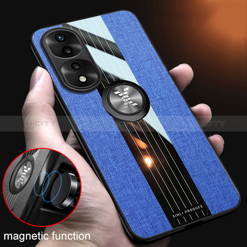 Funda Silicona Carcasa Ultrafina Goma con Magnetico Anillo de dedo Soporte X01L para Huawei Honor 70 Pro+ Plus 5G