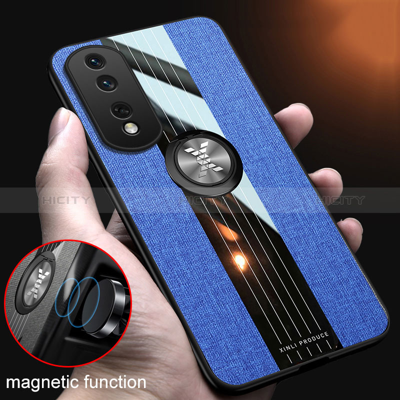 Funda Silicona Carcasa Ultrafina Goma con Magnetico Anillo de dedo Soporte X01L para Huawei Honor 80 Pro 5G