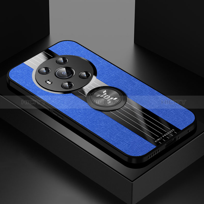 Funda Silicona Carcasa Ultrafina Goma con Magnetico Anillo de dedo Soporte X01L para Huawei Honor Magic3 5G Azul