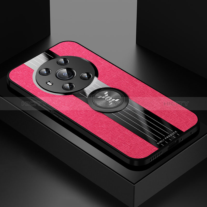 Funda Silicona Carcasa Ultrafina Goma con Magnetico Anillo de dedo Soporte X01L para Huawei Honor Magic3 5G Rojo