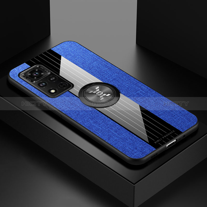 Funda Silicona Carcasa Ultrafina Goma con Magnetico Anillo de dedo Soporte X01L para Huawei Honor V40 5G Azul