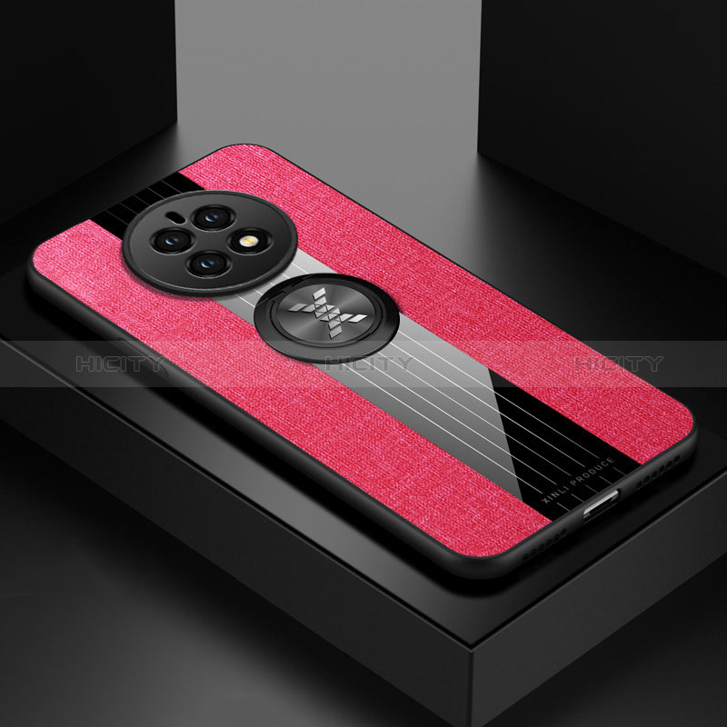 Funda Silicona Carcasa Ultrafina Goma con Magnetico Anillo de dedo Soporte X01L para Huawei Mate 50 Rojo