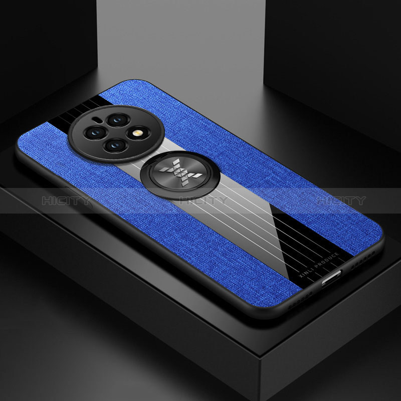 Funda Silicona Carcasa Ultrafina Goma con Magnetico Anillo de dedo Soporte X01L para Huawei Mate 50E Azul