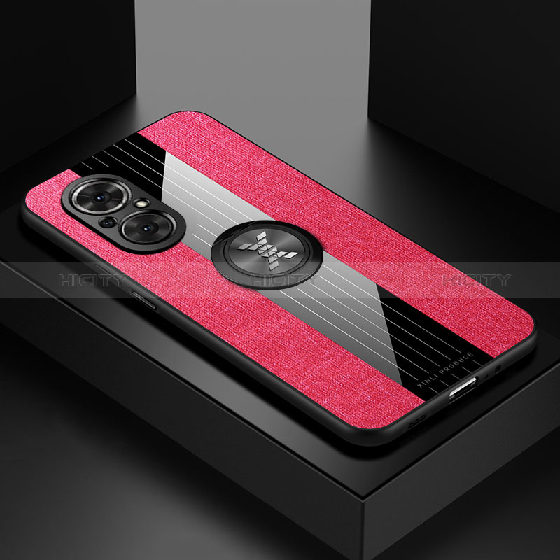 Funda Silicona Carcasa Ultrafina Goma con Magnetico Anillo de dedo Soporte X01L para Huawei Nova 9 SE Rojo